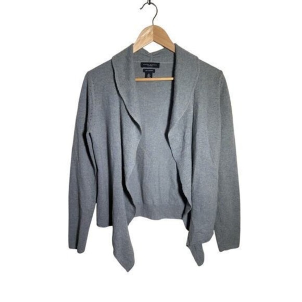 Banana Republic 100% Cashmere Sweater Heather Green Open Front Cardigan Women M